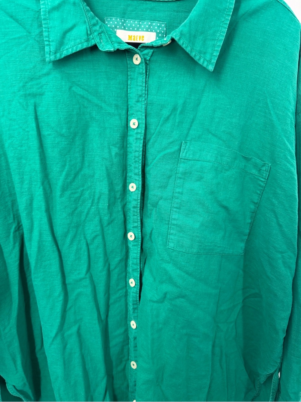 Maeve By Anthropologie The Bennet Buttondown Shirt Green - Picture 3 of 8